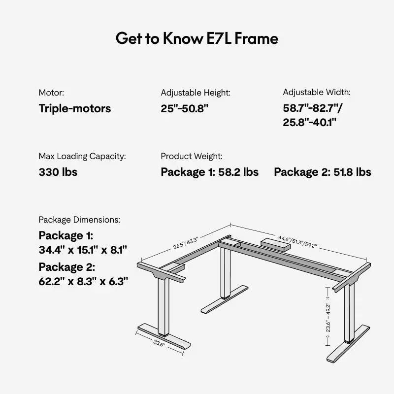Pro L-Shaped Standing Desk (E7L)
