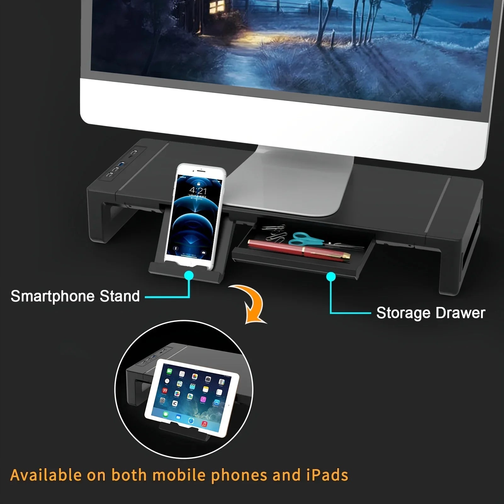 Monitor Stand Riser with Adjustables